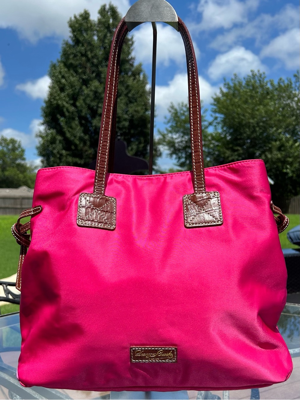 Dooney & Bourke Hot Pink Nylon Victoria Satchel Tote Bag